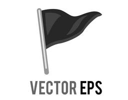 Vector isolated vector triangular black flag icon with silver pole