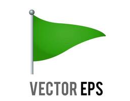 Vector isolated vector triangular gradient green flag icon with silver pole