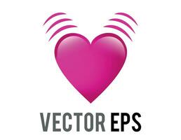 Vector glossy pink beating heart icon with vibration, movement lines, representing either life, or love