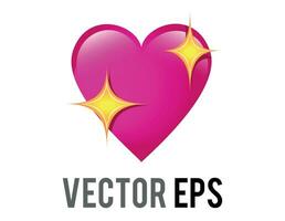 Vector glossy pink love heart icon with sparkling stars, used for expressions of shimmering