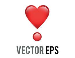 vector amor rojo lustroso amor corazón exclamación marca icono, usado para expresiones de pasión, romance