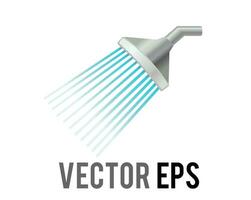 Vector silver shower head icon, streaming water to the left