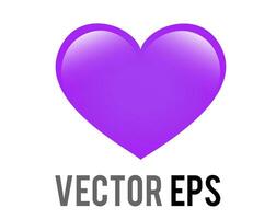 Vector classic love gradient purple glossy heart icon, used for affection, joy, admiration