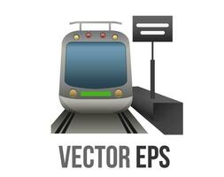 Vector front train station with alongside platform icon