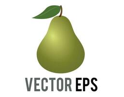 vector ligero verde Fruta Pera con vástago icono