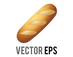 Vector brown long, thin loaf of baguette France bread icon with scoring on crust