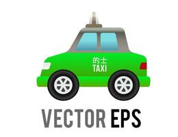 Vector side of hong kong green city taxi car icon with gradient blue window