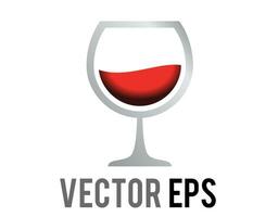 Vector alcohol drink red wine icon served in stemmed glass