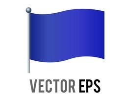 Vector isolated rectangular gradient blue flag icon with silver pole
