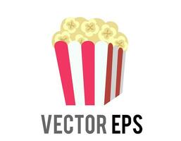 vector sweet butter popcon snacks food icon with red, white paper cup box