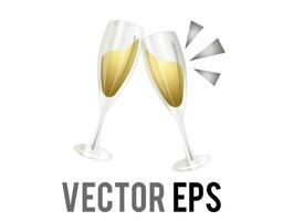 Vector two flutes of alcohol drink gold champagne sparkling wine icon