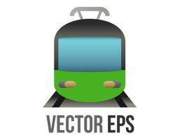 vector green public transport train or subway on rails icon for short or medium length journeys