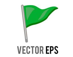 Vector isolated vector triangular gradient green flag icon with silver pole