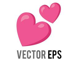 Vector two love pink glossy hearts icon, used for expressions of love is in the air