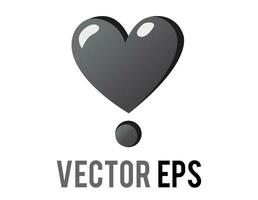 vector amor degradado gris lustroso amor corazón exclamación marca icono, usado para expresiones de pasión, romance