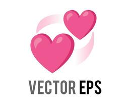 Vector two revolving hearts switching places icon with circular line