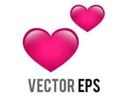 Vector two love pink glossy hearts icon, used for expressions of love is in the air