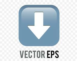 Isolated vector gradient blue arrow pointing down round corner square icon button