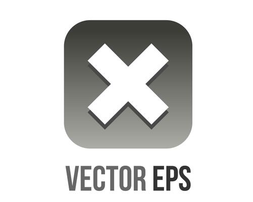 vector gradient gray rounded square cross mark button icon