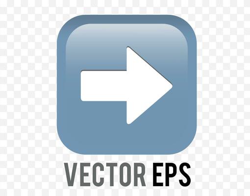 Isolated vector gradient blue arrow pointing right round corner square icon button