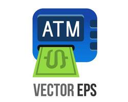 Vector gradient blue ATM button square icon, represent Automated Teller Machine