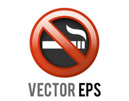 Vector red circle restricted No smoking sign with white cigarette icon