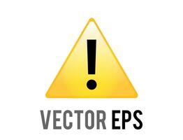 Vector yellow triangle warning or alert icon with black exclamation mark inside