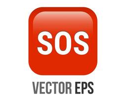 Vector shinny gradient white SOS word red icon button