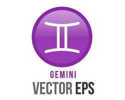 Vector gradient purple Gemini astrological sign icon in the Zodiac,  represents Twins