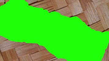 Traditional frames of handcraft woven bamboo texture. Green screen chroma key video