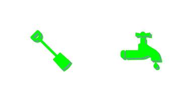 Hand Shovel and Water Tap Icon vector