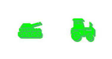 tanque y tractor icono vector