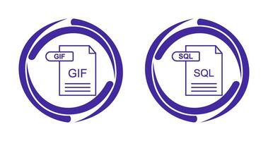 GIF and SQL Icon vector