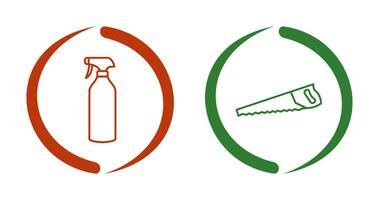 Spray bottle and Handsaw Icon vector