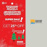 Merry Christmas social media background banner for product, discount. Vector illustration.