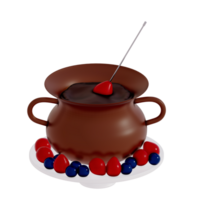 Chocolate Dessert 3D Clipart , set of Classic Chocolate Fondue png