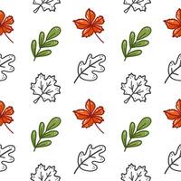 Seamless pattern with autumn leaves red and green. For For gift paper, greeting card, wallpaper, gift paper, pattern fills, web page, background, gift paper, invitation, gift paper. vector