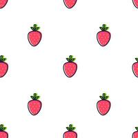 Strawberry hand drawn seamless pattern on white background for typography, textiles. Vector illustration.