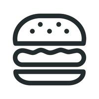 Fast food icon. Linear outline symbol. Simple sign burger isolated illustration on white background. Hamburger. vector