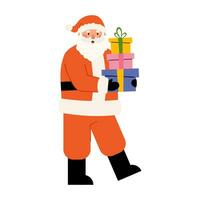 conjunto de Papa Noel personaje lleva regalos en manos vector