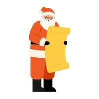 Happy Santa Claus character stand with Christmas bag on shoulder vector