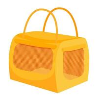 Orange textile carrier with handles for a cat. vector