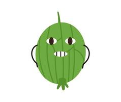 Green gooseberry cute characterer vector