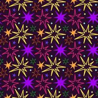 Vector seamless blue galaxy pattern with stars. Dark space background with bright colored stars for fabric, paper and design.