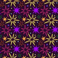 Vector seamless blue galaxy pattern with stars. Dark space background with bright colored stars for fabric, paper and design.