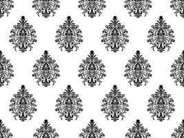 Damask seamless pattern. Black flowers Luxury Royal Wallpaper. Floral Background. vector