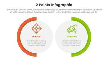 versus o comparar y comparación concepto para infografía modelo bandera con grande circulo forma variación dos punto lista información vector