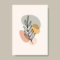 Leaf illustrations with abstract background. Abstract Art design for print, cover, wallpaper, Minimal and natural wall art. Vector illustration.