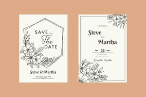 Elegant hand-drawn floral wedding invitation card vector