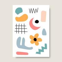 Abstract posters with hand drawn organic shapes and pastel color. Vector illustration